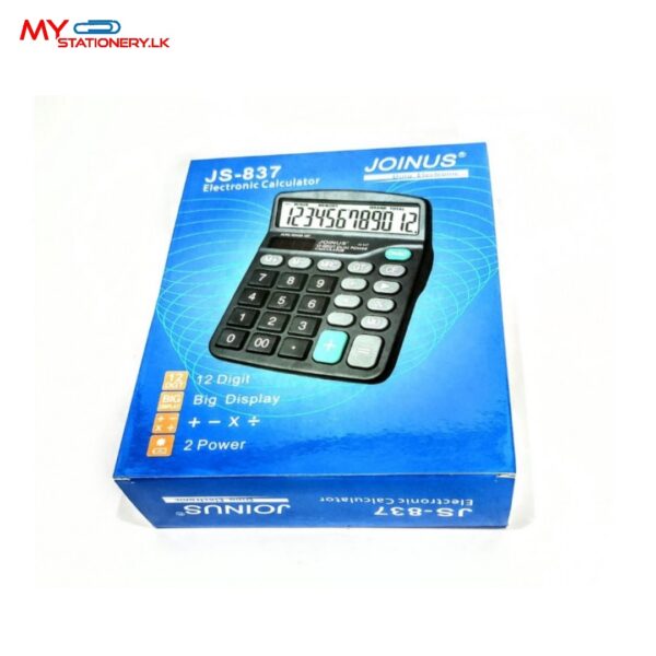 Joinus JS-837-12s 12-Digit Electronic Calculator – Dual Power Solar & Battery for Office, School & Home Use