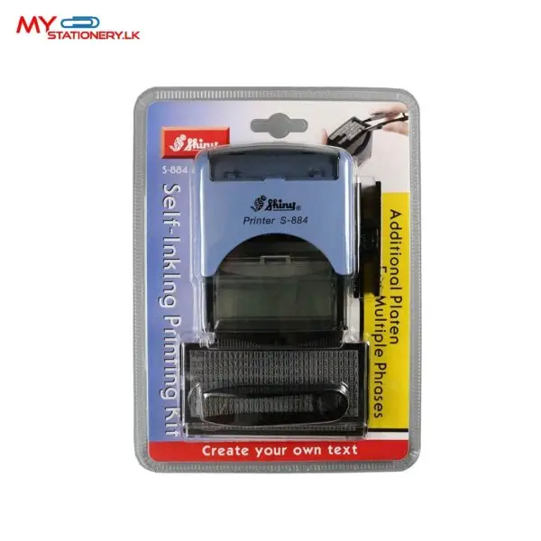 Shiny S-884 DIY Self-Inking Stamp Printing Kit – Custom Rubber Stamp Maker with Interchangeable Text Plates (22 × 58 mm)