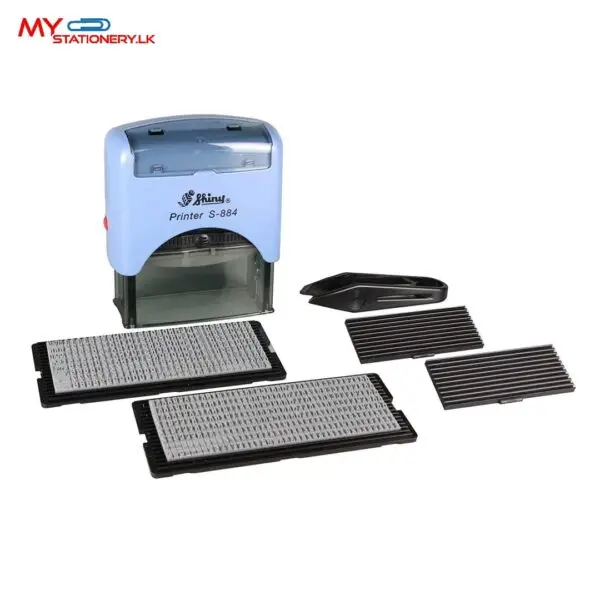 Shiny S-884 DIY Self-Inking Stamp Printing Kit – Custom Rubber Stamp Maker with Interchangeable Text Plates (22 × 58 mm)